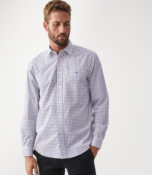 Collins Shirt Navy/Burgundy/White