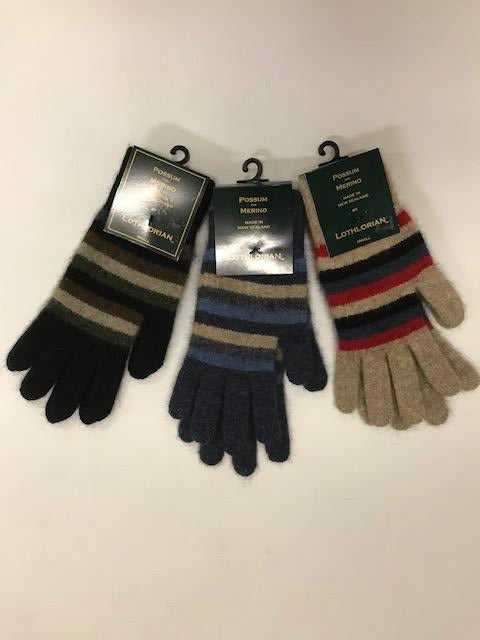 Lothlorian Women’s Possum Merino Multi Striped Glove